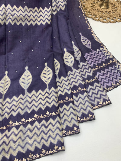 Deep Violet Tussar Silk Saree