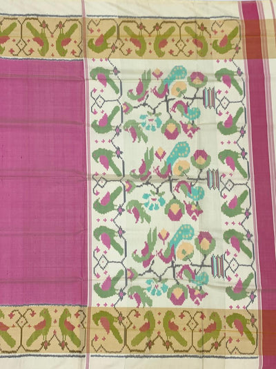 Exquisite Rajkot Patola Silk Saree – Floral & Parrot Pattern