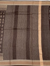 Tuscan Coffee: Hand-Printed Geometric Cotton Saree