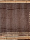 Tuscan Coffee: Hand-Printed Geometric Cotton Saree