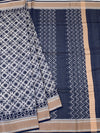 Indigo Floral & Leheriya Printed Cotton Saree