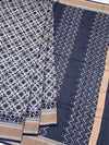 Indigo Floral & Leheriya Printed Cotton Saree