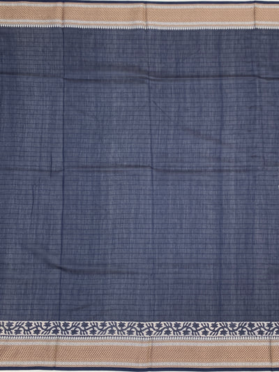 Indigo Floral & Leheriya Printed Cotton Saree