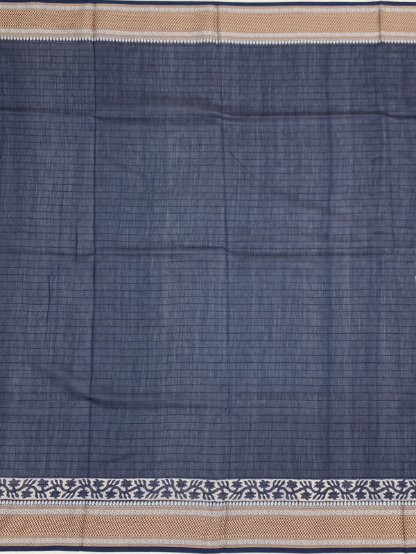 Indigo Floral & Leheriya Printed Cotton Saree
