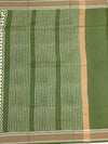 Olive Green Floral Printed Cotton Saree