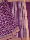 Elegant Plum Purple Botanical Print Cotton Saree