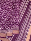 Elegant Plum Purple Botanical Print Cotton Saree