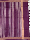 Elegant Plum Purple Botanical Print Cotton Saree