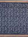 Indigo Zig-Zag Hand-Printed Cotton Saree