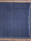 Indigo Zig-Zag Hand-Printed Cotton Saree