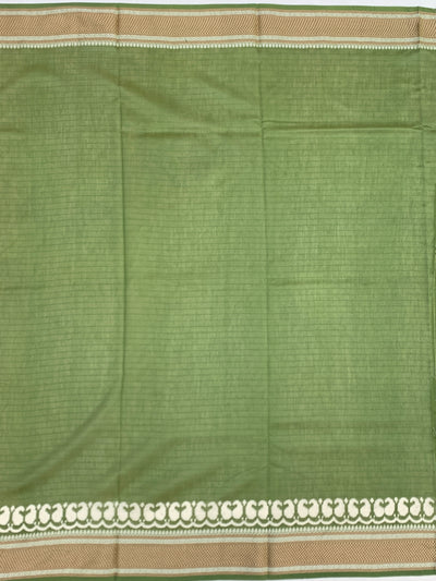 Olive Green Floral Printed Cotton Saree