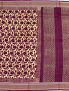 Deep Plum & Cream Hand-Printed Cotton Saree