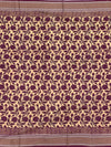 Deep Plum & Cream Hand-Printed Cotton Saree