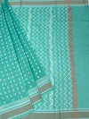 Elegant Sea Green Cotton Saree with Geometric Weave