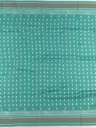 Elegant Sea Green Cotton Saree with Geometric Weave