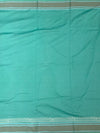 Elegant Sea Green Cotton Saree with Geometric Weave
