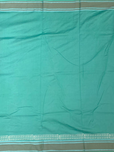 Elegant Sea Green Cotton Saree with Geometric Weave