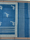 Classic Indigo Blue Cotton Saree with Chevron Border
