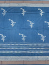 Classic Indigo Blue Cotton Saree with Chevron Border