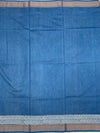 Classic Indigo Blue Cotton Saree with Chevron Border