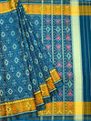Peacock Teal Blue & Mustard Rajkot Patola Silk Saree