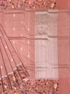 Elegant Dusty Rose Tussore Saree with Floral Printed Border