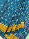 Peacock Teal Blue & Mustard Rajkot Patola Silk Saree