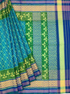 Teal Blue & Vibrant Green Rajkot Patola Silk Saree
