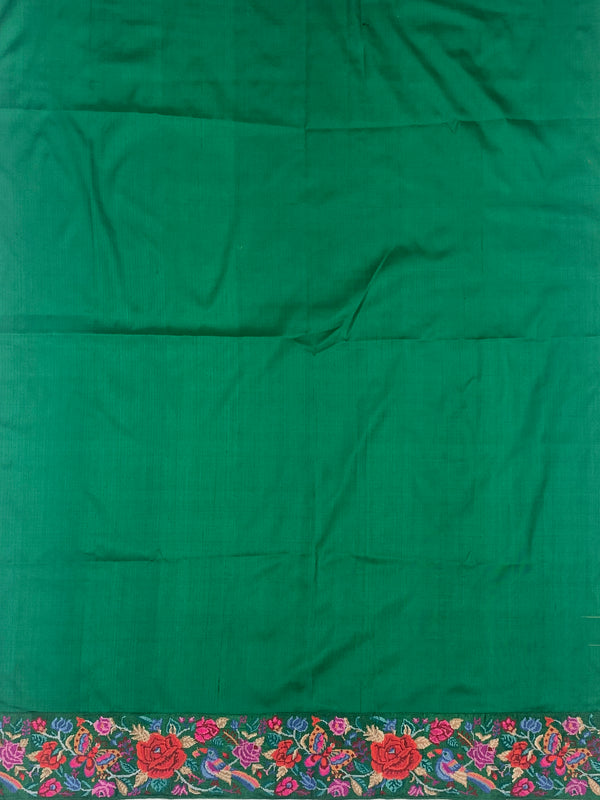 Mustard Yellow & Emerald Green Fusion Patola Saree with Embroidered Border