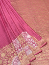 Rose Pink Mashru Silk Saree with Zari Polka Dots & Floral Pallu