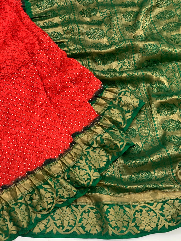 Banarasi Bandhani Saree Red In Colour
