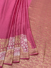 Rose Pink Mashru Silk Saree with Zari Polka Dots & Floral Pallu