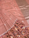 Elegant Dusty Rose Tussore Saree with Floral Printed Border