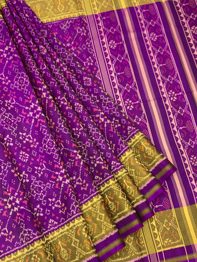 Royal Purple & Mustard Gold Rajkot Patola Silk Saree