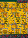 Mustard Yellow & Emerald Green Fusion Patola Saree with Embroidered Border