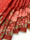 Radiant Red Tussore Saree with Aari Work