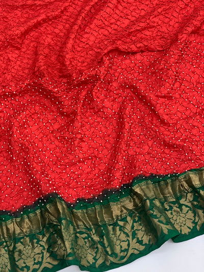 Banarasi Bandhani Saree Red In Colour