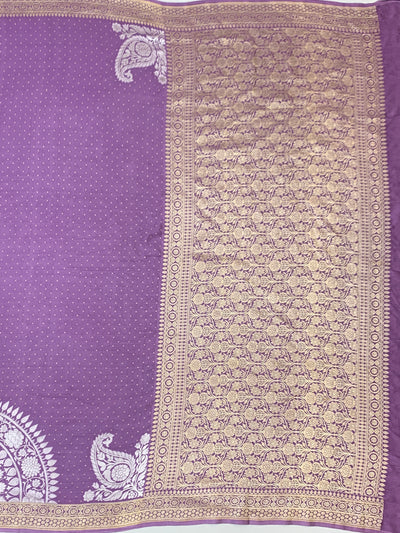Elegant Mauve Mashru Silk Saree with Mandala Motif and Floral Zari Jaal