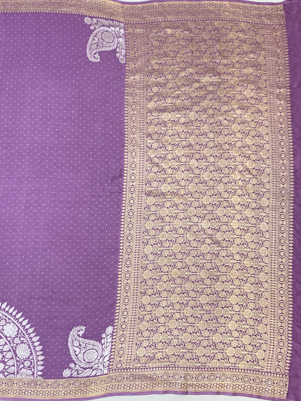 Elegant Mauve Mashru Silk Saree with Mandala Motif and Floral Zari Jaal
