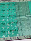 Zari Kota Saree Sea-Green In Color