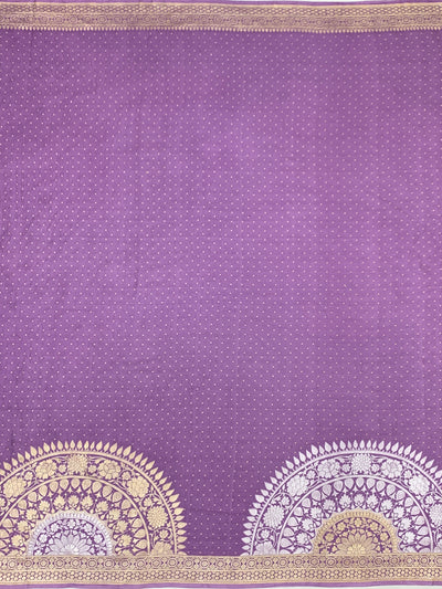 Elegant Mauve Mashru Silk Saree with Mandala Motif and Floral Zari Jaal