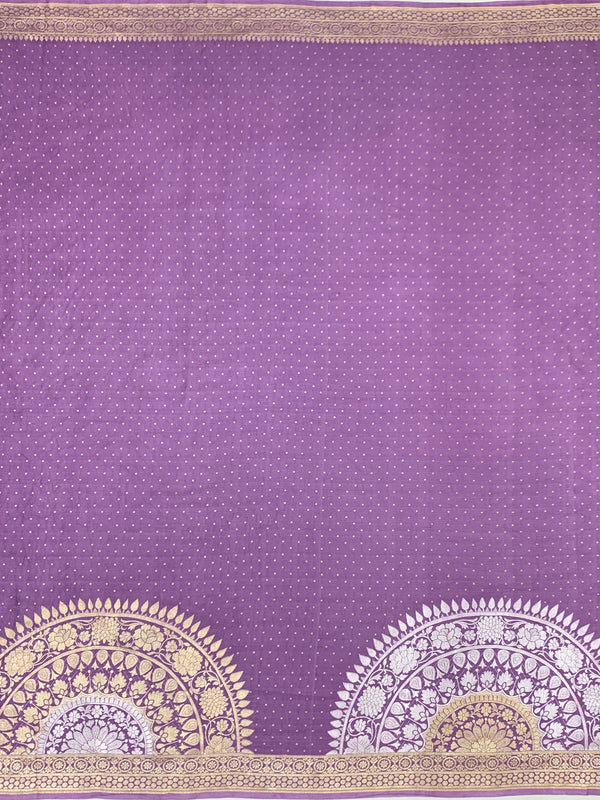 Elegant Mauve Mashru Silk Saree with Mandala Motif and Floral Zari Jaal