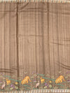 Brick Red Tussore Silk Saree with Kalamkari Peacock Mandala & Mirror Embroidery