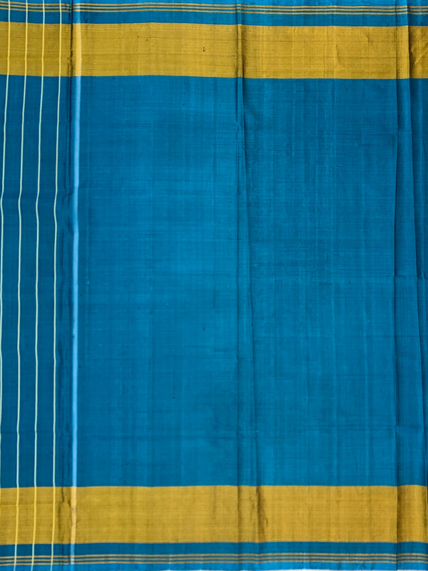 Peacock Teal Blue & Mustard Rajkot Patola Silk Saree
