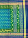Teal Blue & Vibrant Green Rajkot Patola Silk Saree