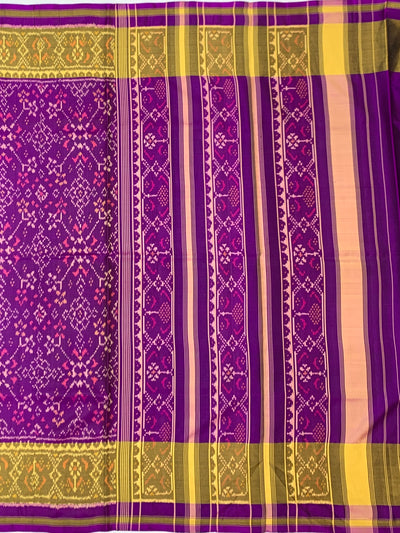 Royal Purple & Mustard Gold Rajkot Patola Silk Saree