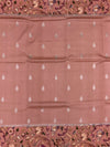 Elegant Dusty Rose Tussore Saree with Floral Printed Border