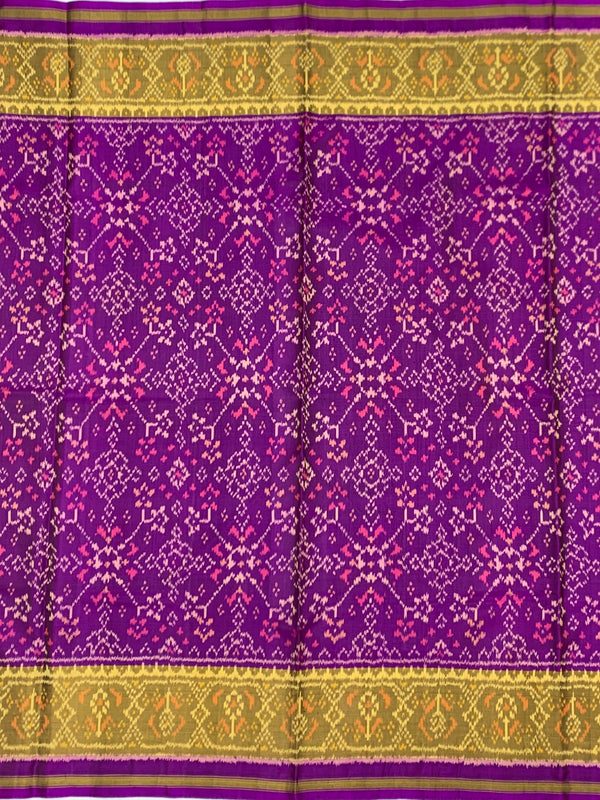 Royal Purple & Mustard Gold Rajkot Patola Silk Saree