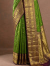 Vibrant Leaf Green and Deep Plum Kanjeevaram Silk Saree