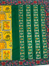 Mustard Yellow & Emerald Green Fusion Patola Saree with Embroidered Border